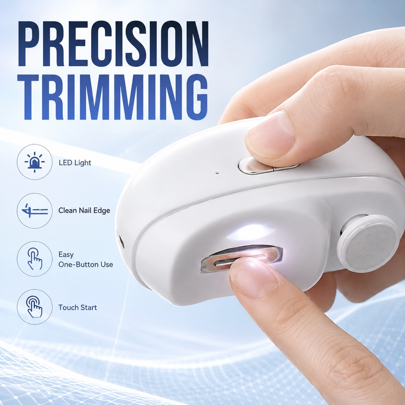 Baby Nail Trimmer Electric - เครื่องตัดเล็บไฟฟ้า 2 in 1 เครื่องตัดเล็บอัตโนมัติพร้อมไฟ LED