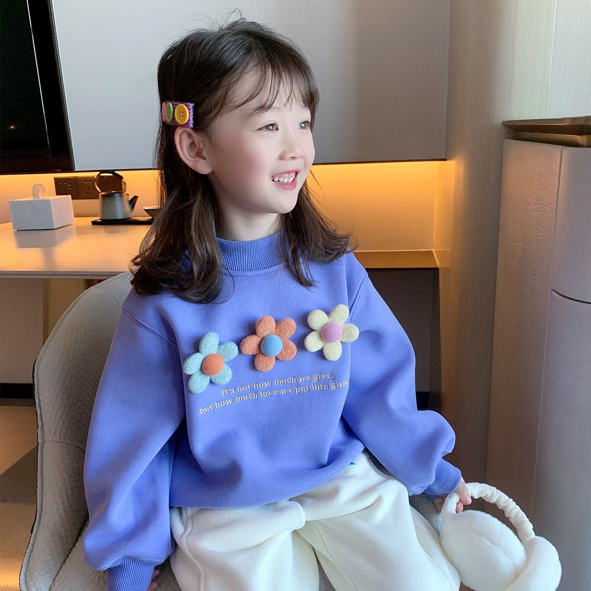Baby Products Korea - ชุดเสื้อผ้าเด็กผู้หญิงฤดูใบไม้ร่วงปี 2026 เสื้อสเวตเชิ้ตลายดอกไม้ผ้าฝ้าย ชุดวอร์มเด็กเล็ก เสื้อแขนยาว เสื้อผ้าเด็กผู้หญิงสุดฮิต