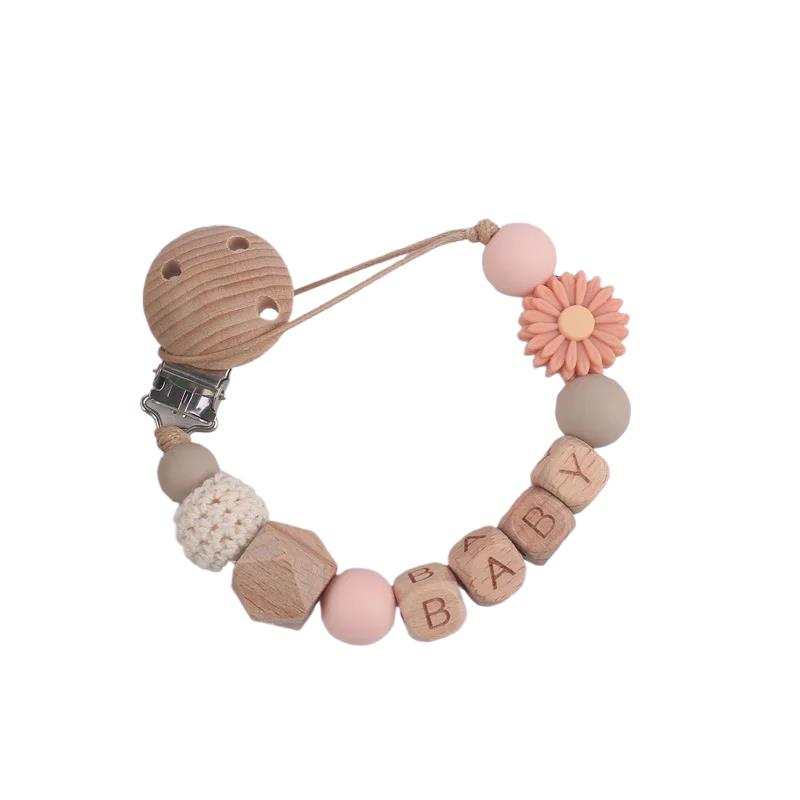 Baby Products Eco Friendly - Handmade ฟรีส่วนบุคคลชื่อซิลิโคนไม้ Pacifier คลิปปลอดภัย Teething CHAIN